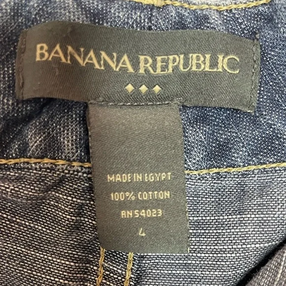 Vintage Banana Republic Asymmetrical Hem Line Cargo Denim Skirt Y2K Size 4 - Picture 6 of 9